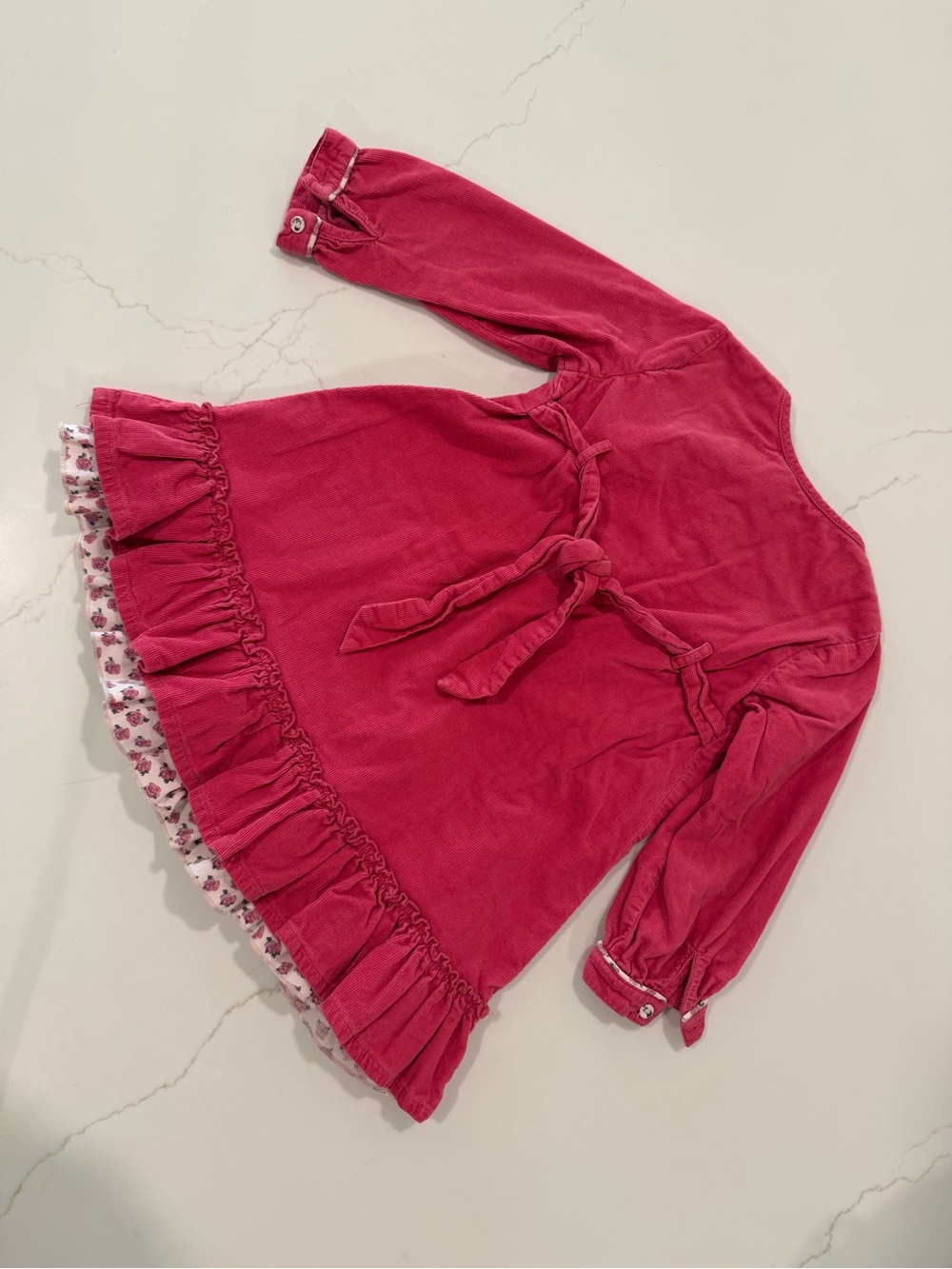 Monsoon Raspberry Pink Long-Sleeve Ruffle Dress - Picture 4 of 6